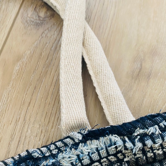 NWT Anthropologie Maybelle Handmade Denim Woven Large Bag Tote Beach - Picture 3 of 6